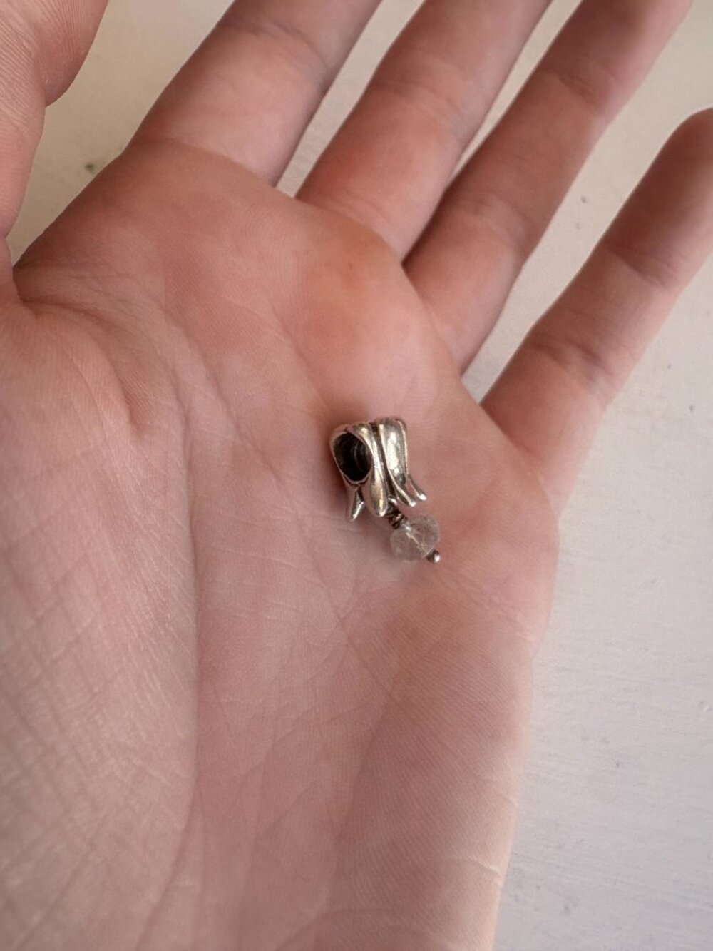 Pandora Sterling Silver Flower Dangle Charm Clear Crystal 925 - Picture 2 of 5